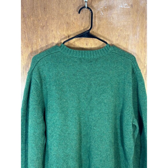 Vintage LL Bean Mens Sweater Large Wool Shetland Green V-Neck Cardigan Pullover - Picture 7 of 9